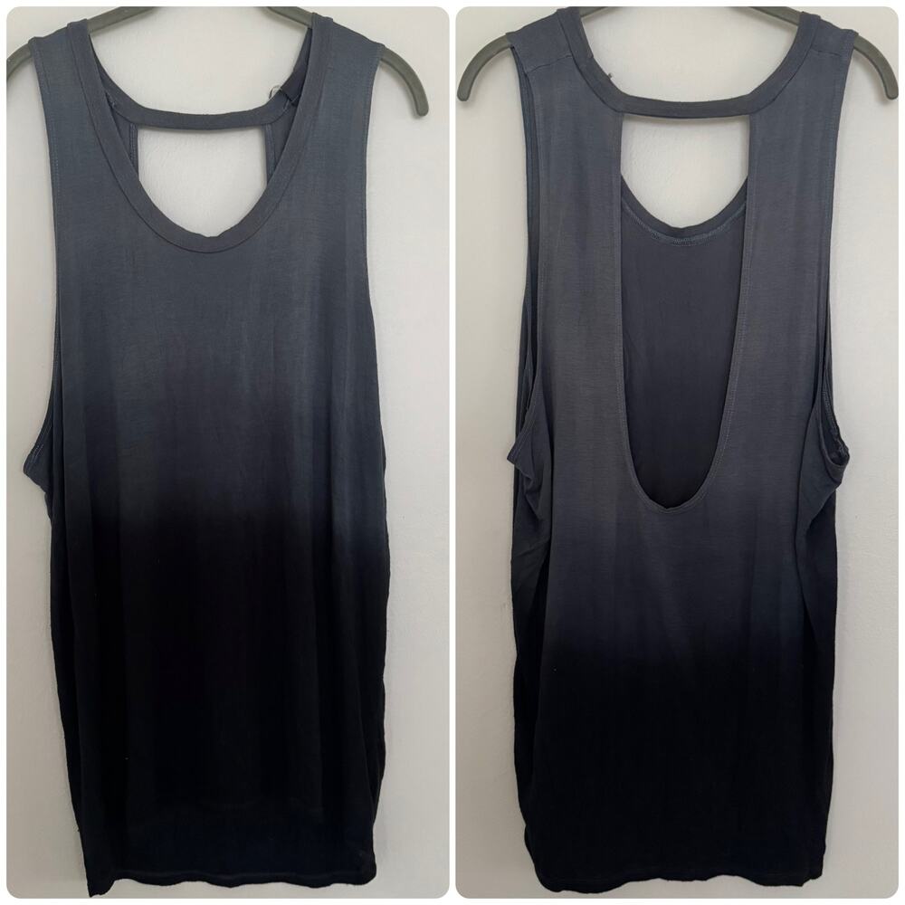 Sparkle & Fade Ombré Open Back Tank Top in Gray/Black